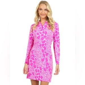 IBKUL Long Sleeved Athletic Dress Bianca Hotpink/ Candy Hotpink L